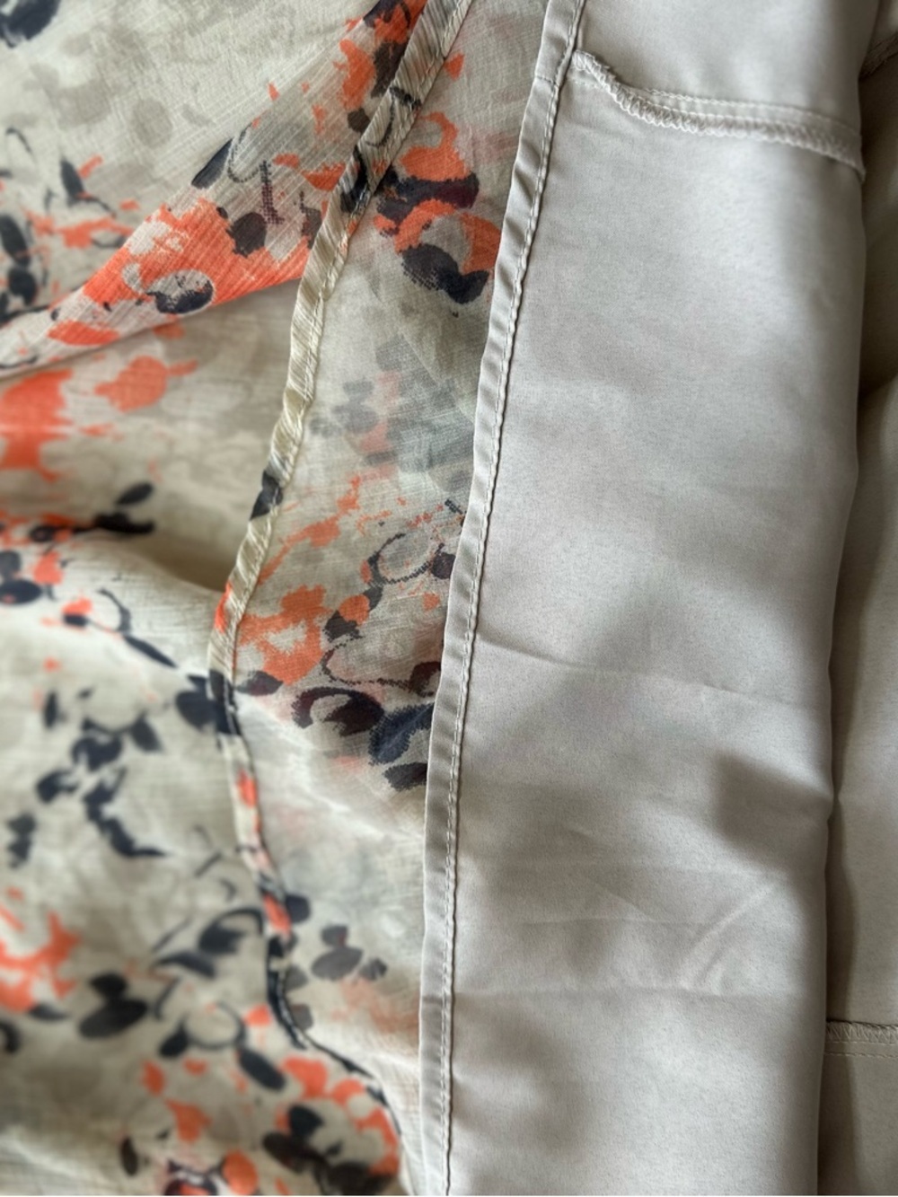Floral Skater Skirt Beige Orange Brown Knee Length Flowy Lined Vera Moda - Picture 9 of 16